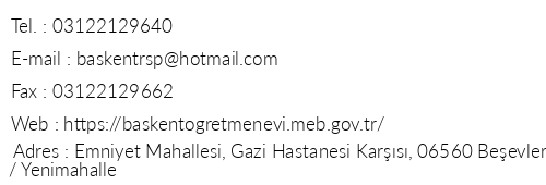 Ankara Bakent retmenevi telefon numaralar, faks, e-mail, posta adresi ve iletiim bilgileri